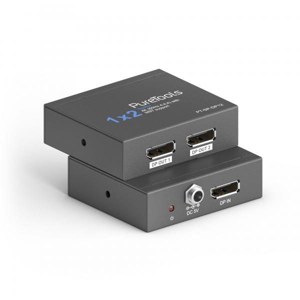 1x2 4K 21,6Gbps DisplayPort Splitter PT-SP-DP12